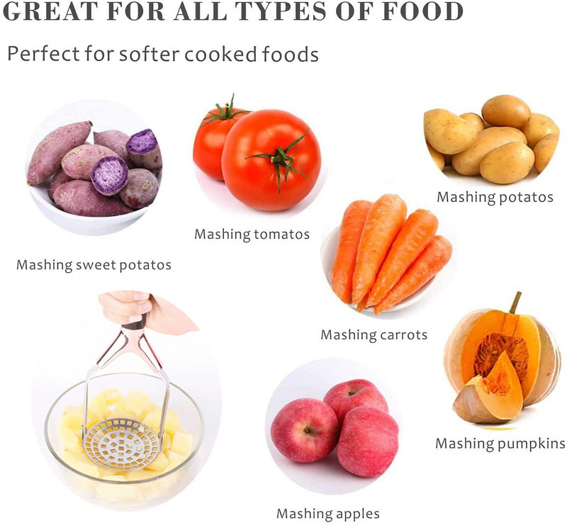 Masina de piure de cartofi din oțel inoxidabil cu mâner anti-alunecare, mașina de zdrobire de cartofi, unelte de bucătărie pentru piure, pentru mâna de piure de cartofi, legume și