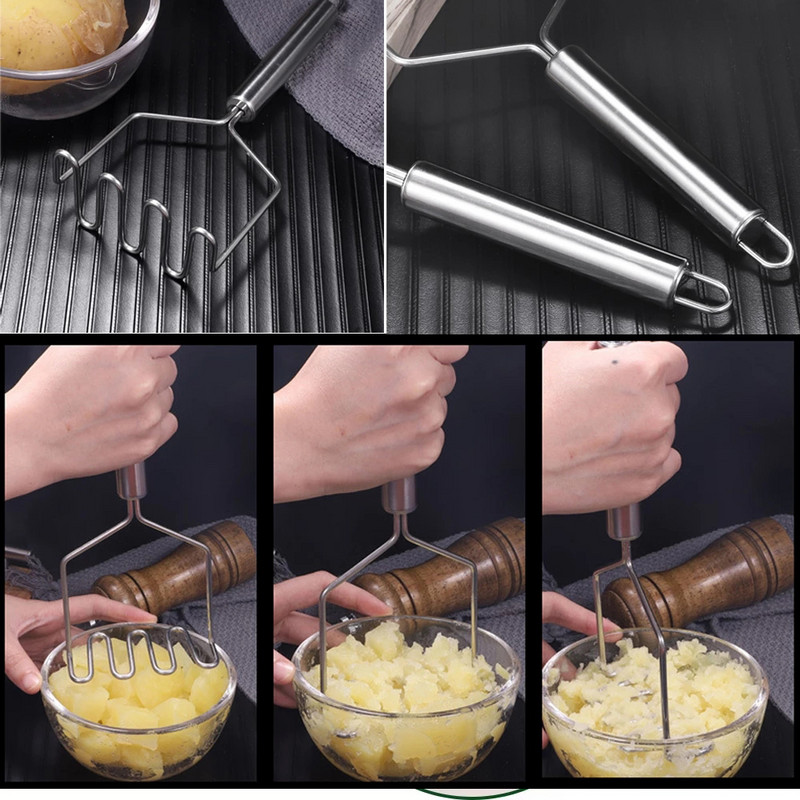 Mașini de zdrobire de cartofi din oțel inoxidabil Mașină de zdrobire de cartofi de rezistență Mașină de tăiat legume și fructe Concasor Accesorii de bucătărie Ustensile de gătit de bucătărie
