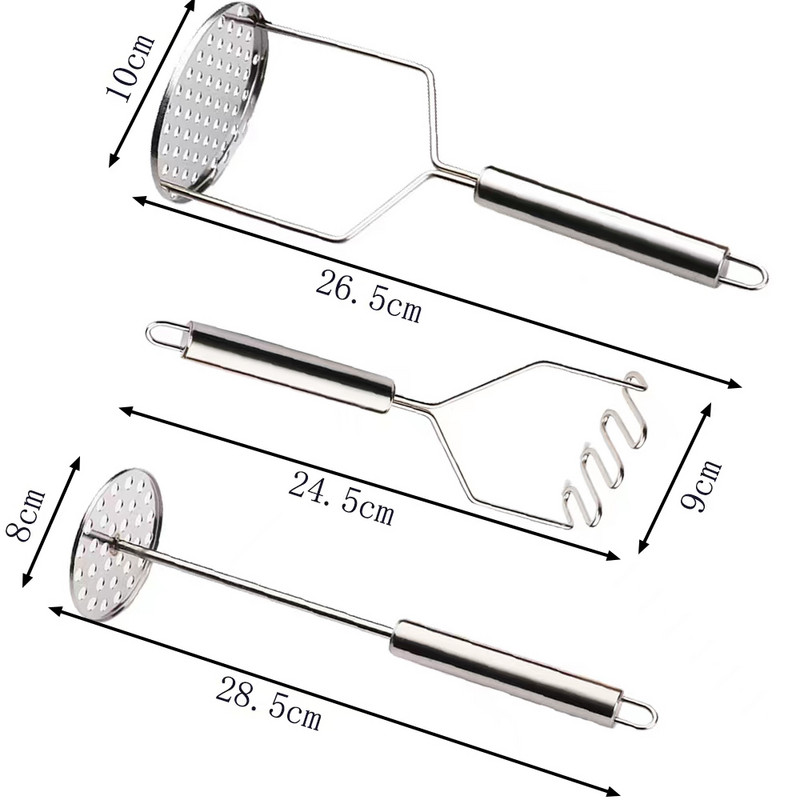 Mașini de zdrobire de cartofi din oțel inoxidabil Mașină de zdrobire de cartofi de rezistență Mașină de tăiat legume și fructe Concasor Accesorii de bucătărie Ustensile de gătit de bucătărie