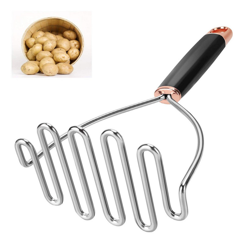 Masina de zdrobire de cartofi, zdrobitor de cartofi din oțel inoxidabil, mașină de zdrobire profesională din sârmă de metal Instrument de bucătărie pentru fasole, avocado, legume