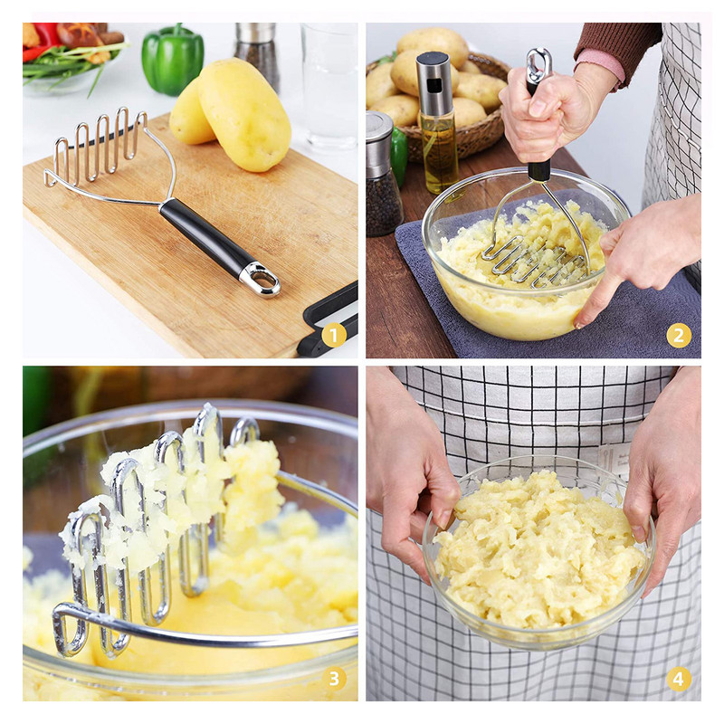 Masina de zdrobire de cartofi, zdrobitor de cartofi din oțel inoxidabil, mașină de zdrobire profesională din sârmă de metal Instrument de bucătărie pentru fasole, avocado, legume