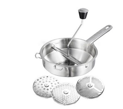 Moara multifunctionala de mancare din otel inoxidabil Masini de pisare manuale de cartofi Namol de moara de legume pentru alimente cu 3 discuri de macinat WF