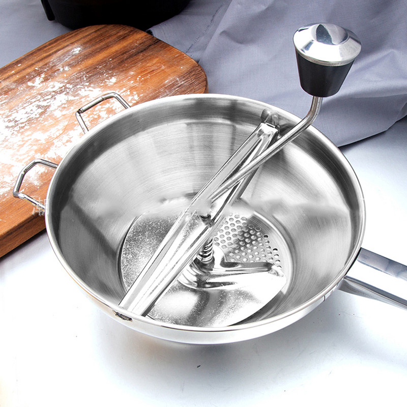 Moara multifunctionala de mancare din otel inoxidabil Masini de pisare manuale de cartofi Namol de moara de legume pentru alimente cu 3 discuri de macinat WF