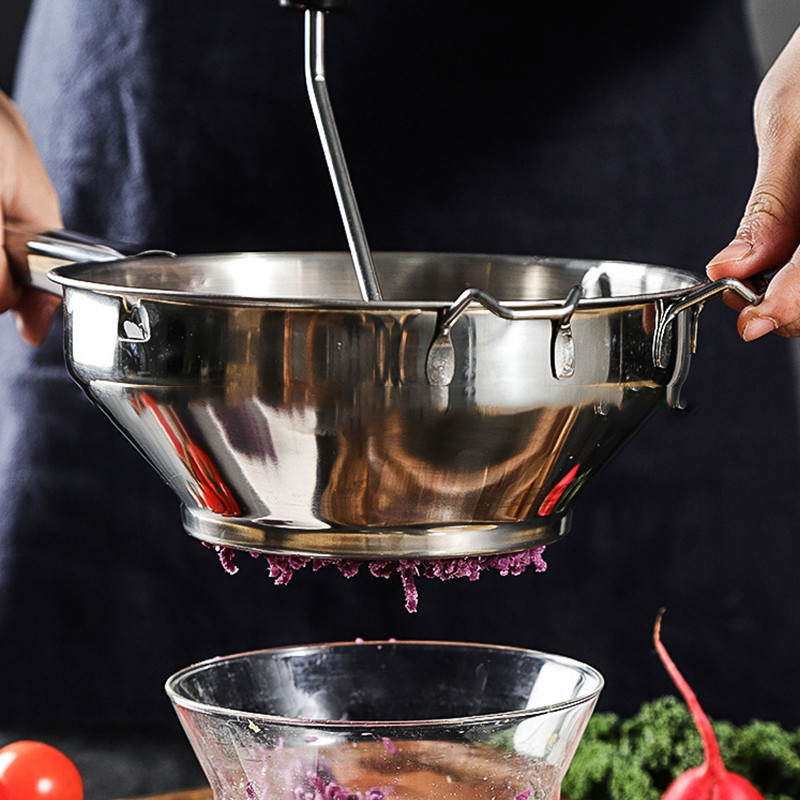 Bulvių trintuvas nerūdijančio plieno daržovių vaisių tyrės spaudimo įrankis Moliūgų smulkintuvas Maisto trynimo virtuvės priedai