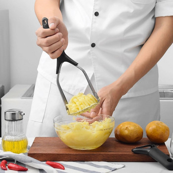 SIMMY Kitchen Cooking Gadget Професионална преса за картофено пюре от неръждаема стомана Предпазител за безопасност Удобен за съхранение Преносим