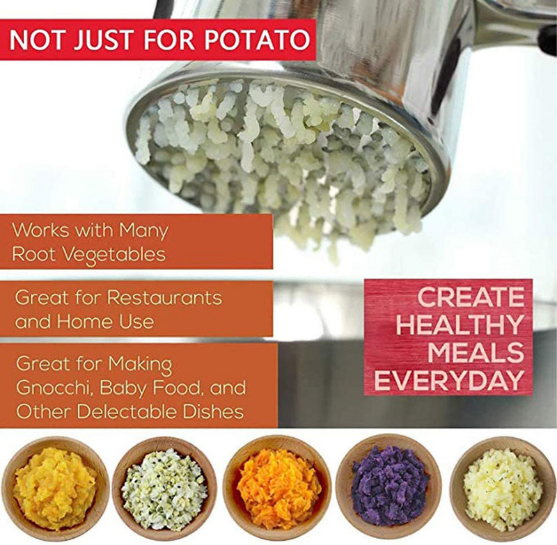 3 cserélhető versenytárcsa burgonya-zöldség- és gyümölcstörő Élelmiszertörő rozsdamentes acéltörőt készít