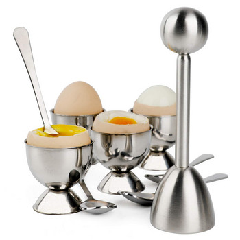 Комплект горни капаци за бисквити Киш Държач за разделяне на меки твърди изпечени яйца Включва 1X отварачка за яйца, 4X лъжица за яйца, 4X горен нож за чаша за яйца St