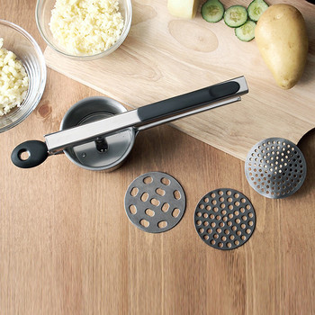 Potato Masher Ricer Press Πουρέ πατάτας από ανοξείδωτο χάλυβα Θρυμματισμός πατάτας πουρέ φρούτων λαχανικών αποχυμωτής Εργαλείο παρασκευής πρέσας