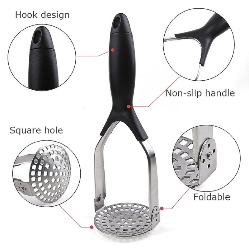 SIMMY buitiniai virtuvės įrankiai Bulvių košės presas Nerūdijančio plieno saldžiųjų bulvių trintuvas su plastikine rankena