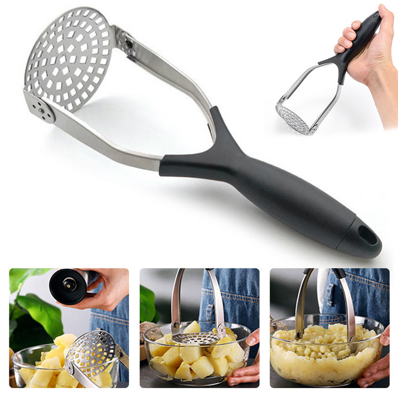 Mașină de zdrobire de cartofi presată din oțel inoxidabil Aparat de piure pentru piure Mașină de zdrobire de cartofi Fructe și legume Unelte de tăiat cu valuri Gadget de bucătărie