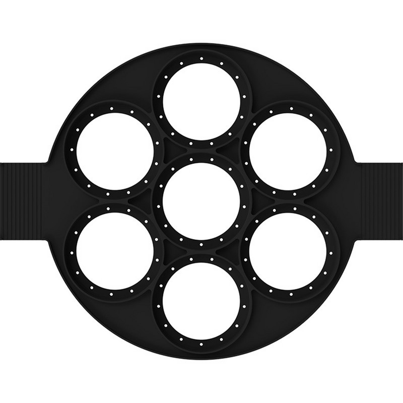 Kelių formų silikoninė blynų kepimo mašina, 7 skylės Nelipnios kepimo formos žiedas keptų kiaušinių formos, skirtos šeimai gaminti Virtuvės reikmenys