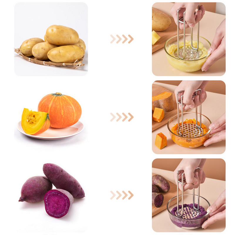 Mașină de zdrobire de cartofi din oțel inoxidabil Mașină de zdrobire de usturoi de uz casnic Instrument de gătit Gadget și accesorii de bucătărie Concasor de fructe Accesorii de bucătărie