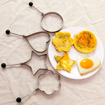 Форма за палачинки с пържени яйца от неръждаема стомана в 5 стила Форма за омлет Форма за пържене на яйца Инструменти за готвене Кухненски аксесоари Пръстени за джаджи