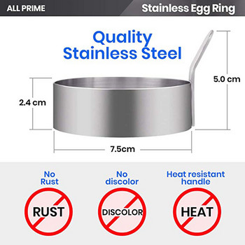 4 τεμ. Ανοξείδωτες δαχτυλιές αυγών για το τηγάνισμα αυγών Αντικολλητικά δαχτυλίδια μαγειρέματος Η φόρμα ομελέτας περιλαμβάνει 1 κουζίνα διαχωριστή αυγών