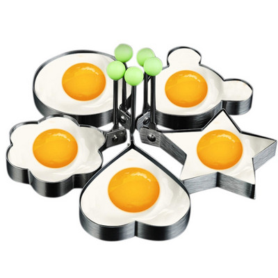 Φόρμες αυγών τηγανητό, Φόρμα για τηγανίτες με χερούλι για παιδιά, φόρμες αντικολλητικές για ταψί 5τμχ