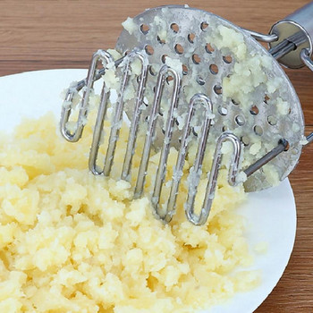 Тласкач за картофи от неръждаема стомана с дръжка за кремообразно картофено пюре Зеленчуци Плодове Разнообразие от храни Кухненски инструменти