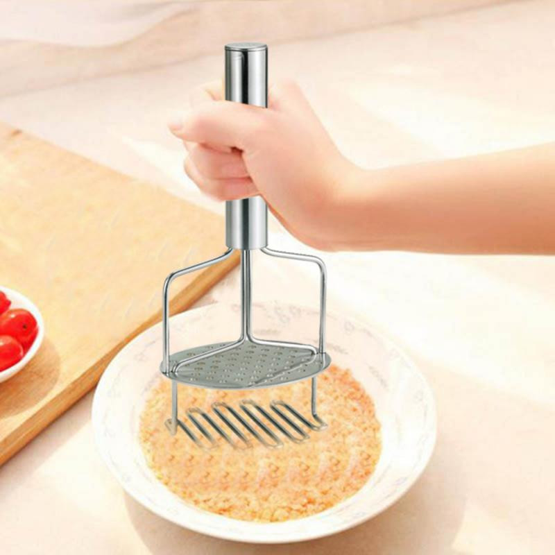 Pusher din oțel inoxidabil Maser de cartofi cu mâner pentru piure cremos de cartofi, legume, fructe, o varietate de alimente Ustensile de bucătărie
