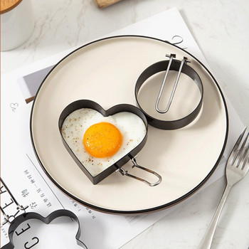 Σετ με 4 τηγανητά αυγά με δαχτυλίδι ομελέτα με δαχτυλίδι τηγανητά αυγά Φόρμα αυγών από ανοξείδωτο ατσάλι για μαγείρεμα Πρωινό ταψί Κουζίνα φούρνου