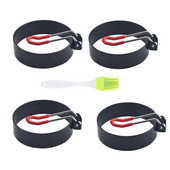 4 vnt. apvalus kiaušinių keptuvės žiedas, neprideganti karščiui atspari rankena ir aliejaus teptuku Kepimas keptuvėje Keptas kiaušinių blynas Sumuštinis