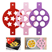 Kelių formų silikoninė keptų kiaušinių forma 7 skylių Nelipnus blynų kepimo aparatas Virtuvė Kepimas Pusryčiai Keptų kiaušinių įrankis Kiaušinio žiedo forma