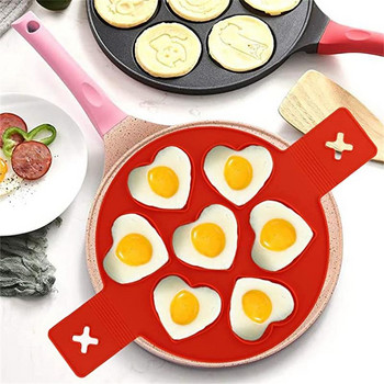 Φόρμα σιλικόνης για τηγανητά αυγά πολλαπλών σχημάτων 7 οπών Αντικολλητικός μαγειρευτής τηγανίτας κουζίνας ψησίματος πρωινού Τηγανητού αυγού Εργαλείο φόρμα για δαχτυλίδι αυγών