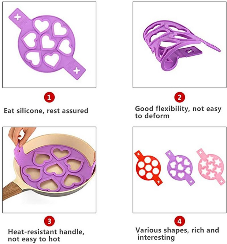 Kelių formų silikoninė keptų kiaušinių forma 7 skylių Nelipnus blynų kepimo aparatas Virtuvė Kepimas Pusryčiai Keptų kiaušinių įrankis Kiaušinio žiedo forma