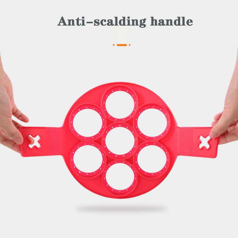 Kelių formų silikoninė keptų kiaušinių forma 7 skylių Nelipnus blynų kepimo aparatas Virtuvė Kepimas Pusryčiai Keptų kiaušinių įrankis Kiaušinio žiedo forma