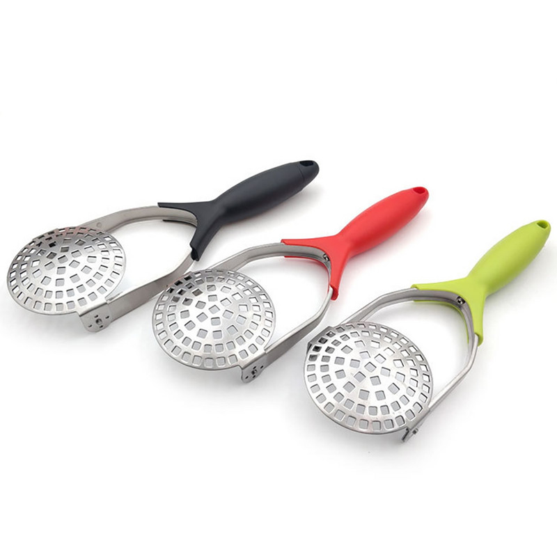 1db Háztartási rozsdamentes acél burgonyanyomó fogantyús burgonyadarálóval barkácsolj Gyümölcspüré Prés Konyhai főzőeszközök
