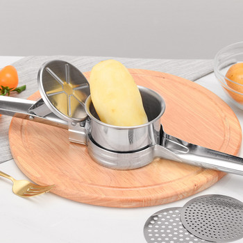 Press Potato Ricer Juicer με 3 εναλλάξιμους δίσκους λεπτής λαβής λαβή σιλικόνης Αξεσουάρ κουζίνας από ανοξείδωτο χάλυβα