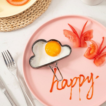 4 τεμ. από ανοξείδωτο ατσάλι τηγανητό αυγό διαμορφωτή αντικολλητικό εργαλείο παρασκευής τηγανιτών Φόρμα αυγών με λαβή για μαγείρεμα πρωινού στην κουζίνα
