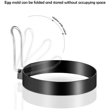 Опаковка от 6 форми за пържени яйца от неръждаема стомана, кръгла форма за палачинки с формата на омлет с дръжка за готвене на яйца
