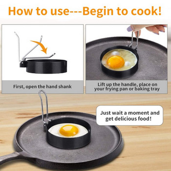 2X кръгла форма за приготвяне на палачинки с яйца, незалепваща форма за оформяне на кръгове, кухненски инструмент за готвене за пържене на макмуфини или оформяне на яйца на дребно