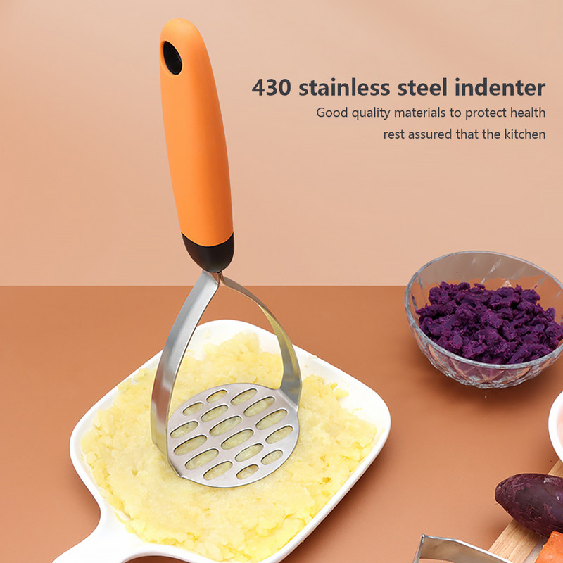Mașină de zdrobire de cartofi, din oțel inoxidabil, mâner anti-alunecare, zdrobitor de legume, fasole, mâncare pentru copii, piure de cartofi, împingător de piure