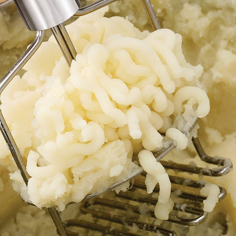 Mașină de zdrobire de cartofi cu dublă apăsare Tocător de fructe din oțel inoxidabil pentru zdrobire de legume cu decojitor Accesorii de bucătărie