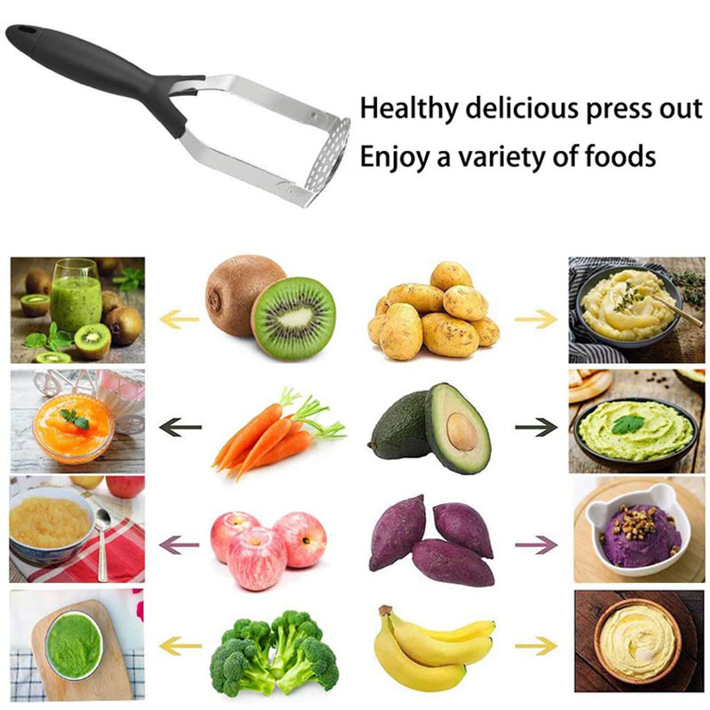 Nerūdijančio plieno presuotų bulvių grūstuvas tyrės tyrės sulčių gaminimo aparatas bulvių stūmiklis Sklandų bulvių košės smulkintuvas virtuvės įrankis