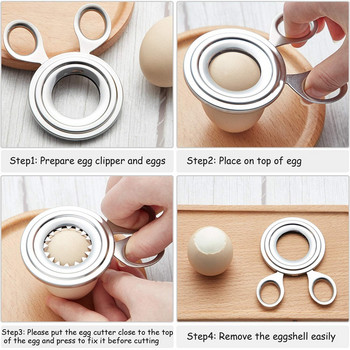 HOT-2 Pieces Egg Topper Cutter Ανοξείδωτο ατσάλι Βραστό Αυγοκόφτη Cracker Egg Shell Scissors Scissors Opener for Kitchen Tools