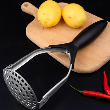 Ръчна черна сгъваема машина за картофи за съхранение от неръждаема стомана за гладко картофено пюре Плодове Зеленчуци Инструменти за натиск с кал