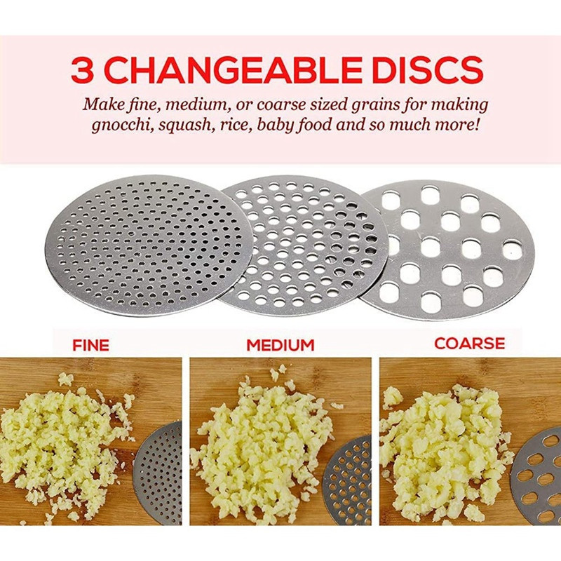 Mașină de tocat și zdrobire de cartofi din oțel inoxidabil rezistent cu 3 discuri interschimbabile, calitate premium, capacitate mare