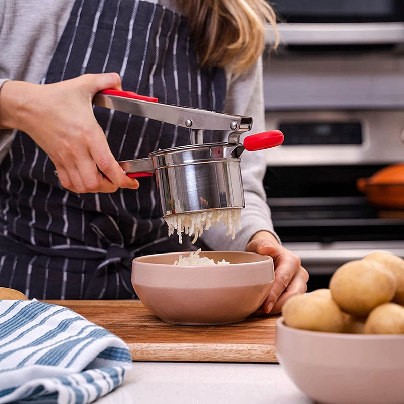 Rižlica i gnječilica za krumpir od nehrđajućeg čelika za teške uvjete rada s 3 izmjenjiva diska, vrhunske kvalitete, velikog kapaciteta