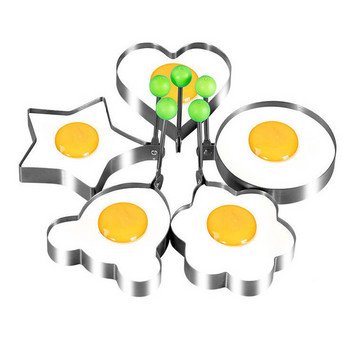 Δαχτυλίδι φόρμας αυγών Ανοξείδωτο ατσάλι Pancake σκεύος κουζίνας Δημιουργικό πρωινό σετ 5 τεμαχίων σκεύη Αξεσουάρ κουζίνας Εργαλεία Garget