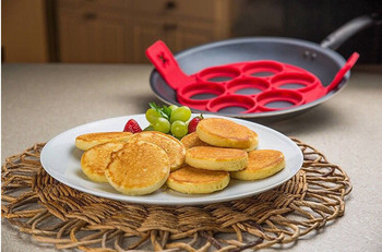 1 ΤΕΜ. Κόκκινη σιλικόνη Αντικολλητικό δαχτυλίδι τηγανίτας Κουζίνα φόρμα αυγού Δαχτυλίδι αυγού Κατασκευαστής δαχτυλιδιών αυγών Fantastic Silicone Pancake Maker Εργαλεία κουζίνας