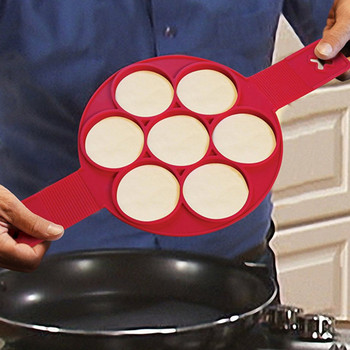 1PCS Червен силиконов незалепващ пръстен за палачинки Кухненска форма за яйца Egg Ring Maker Фантастична силиконова машина за палачинки Кухненски инструменти