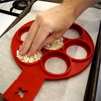 1PCS Червен силиконов незалепващ пръстен за палачинки Кухненска форма за яйца Egg Ring Maker Фантастична силиконова машина за палачинки Кухненски инструменти