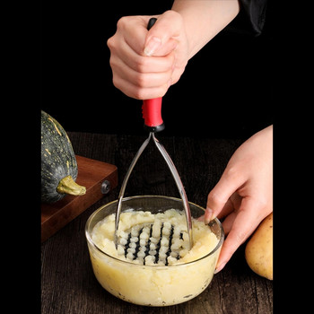 Ръчна машина за смачкване на картофи от неръждаема стомана Преносими кухненски инструменти за бебешка храна, плодове, банани, печене