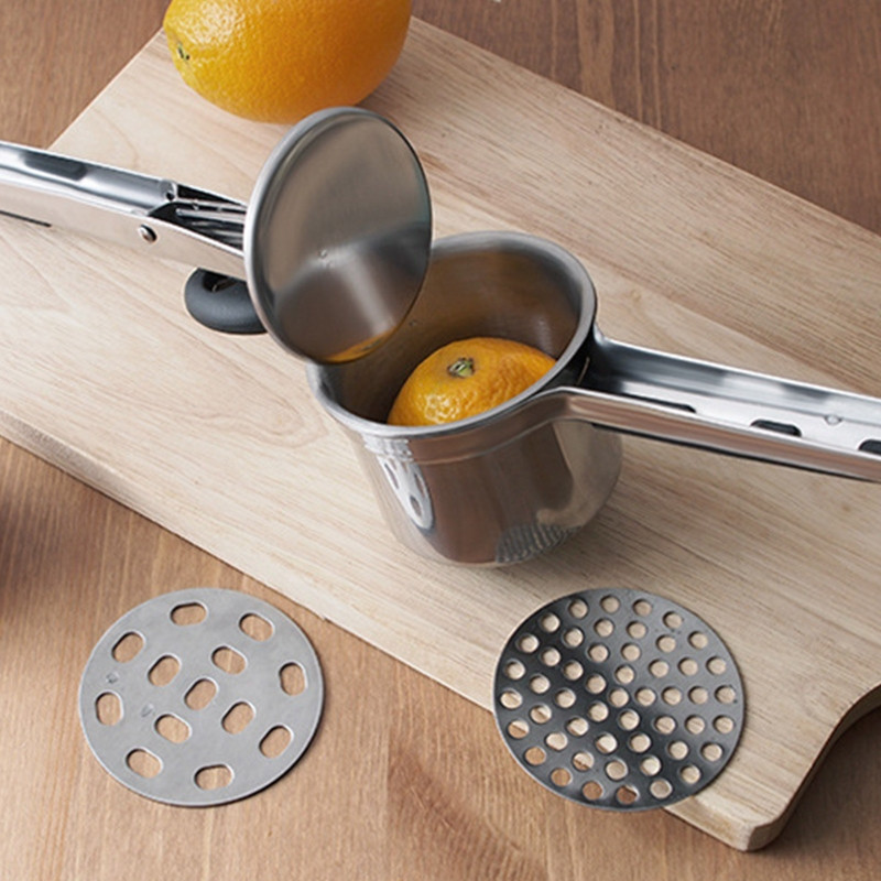Zdrobitoare de cartofi din oțel inoxidabil Mașini de zdrobire Cartofi Masina de nămol de usturoi Presă Piure netedă Fructe de legume Instrumente Gadget de bucătărie