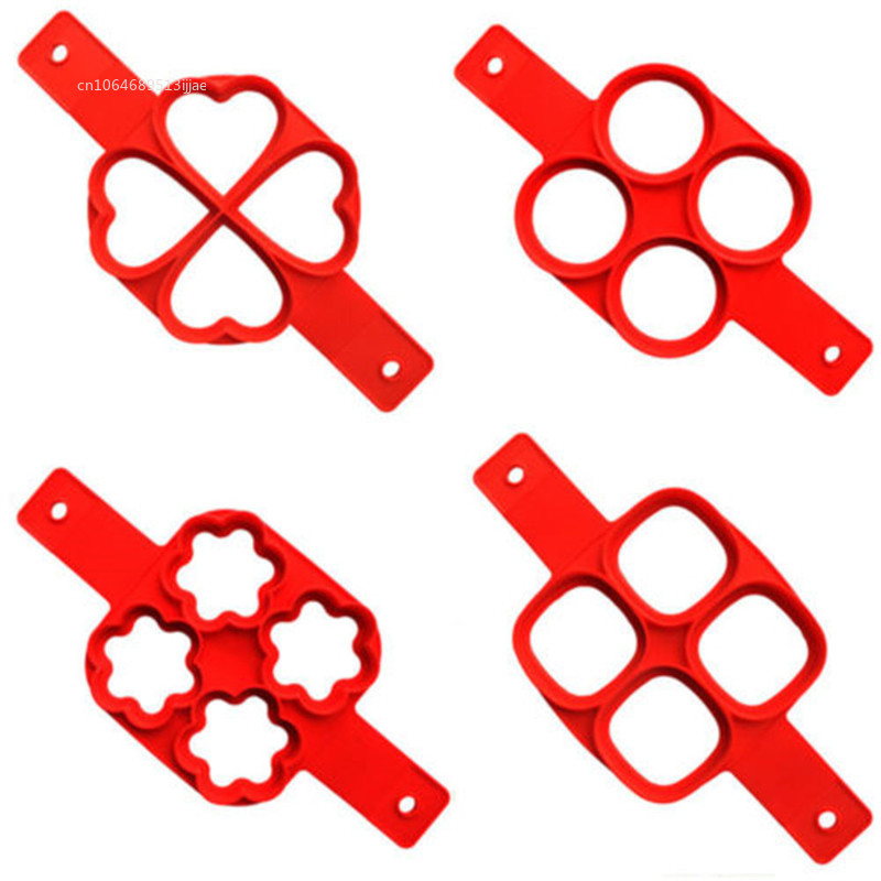 Kiaušinių silikoninė forma 4 skylučių neprideganti blynų formavimo forma Omletas blynų žiedų formavimo priemonė Kiaušinių įrankis Kiaušinių formavimo formos Virtuvės priedai