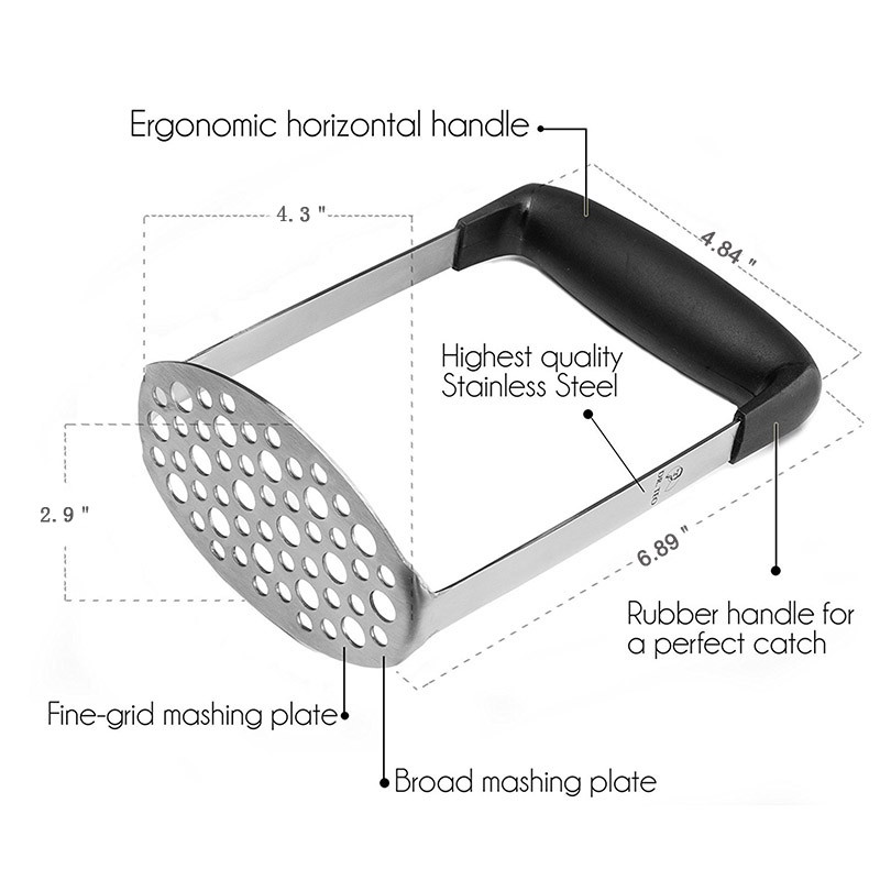 TEENRA 1 Buc zdrobitor de cartofi zdrobitor de legume presă de fructe zdrobitor presă de cartofi din oțel inoxidabil cu mâner ustensile de bucătărie