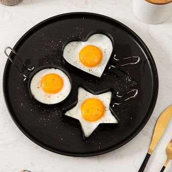4 Συσκευασίες Αυγά Τηγανητό Δαχτυλίδι Τηγανητό φόρμα για τηγανίτα Poach με Λαβή Αντικολλητικές Φόρμες Τηγανητών Αυγών Εργαλείο Μαγειρέματος Υλικό από ανοξείδωτο ατσάλι M6CE