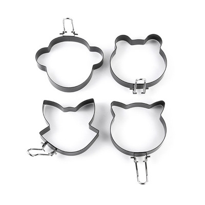 4 paketa prstena za prženje jaja Kalup za pečene palačinke s poširom s drškom Neljepljivi kalupi za pečena jaja Alat za kuhanje Materijal od nehrđajućeg čelika M6CE