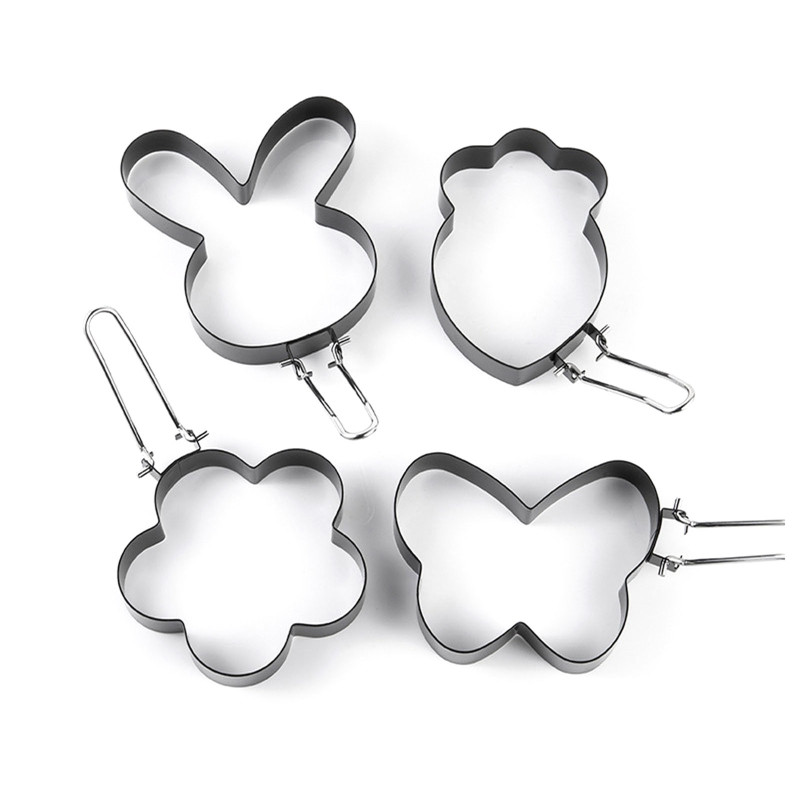 4 paketa prstena za prženje jaja Kalup za pečene palačinke s poširom s drškom Neljepljivi kalupi za pečena jaja Alat za kuhanje Materijal od nehrđajućeg čelika M6CE